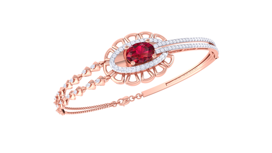 Regal Ember & Ruby Bracelet In Gold - 0.68 Ct Diamonds