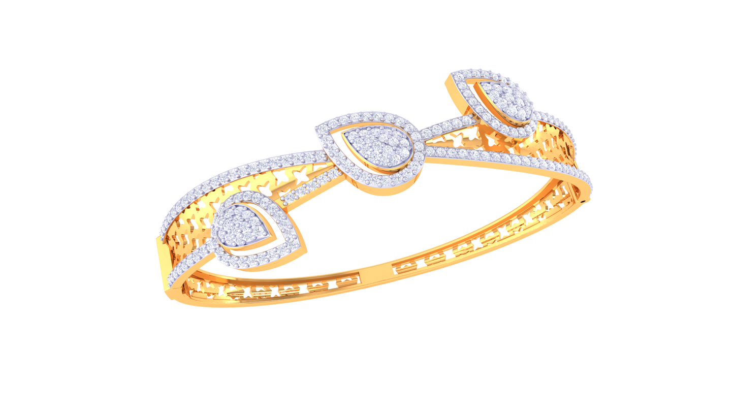Teardrop Cascade Gold Bracelet – 1.67 Ct Brilliant Cut Diamonds