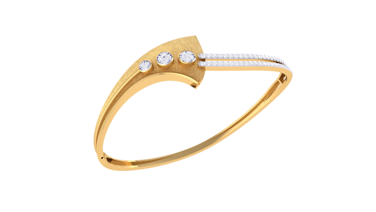 Brushed Finish and Triple Accent Design Bracelet In Gold - 0.59 Ct Stylish Diamonds