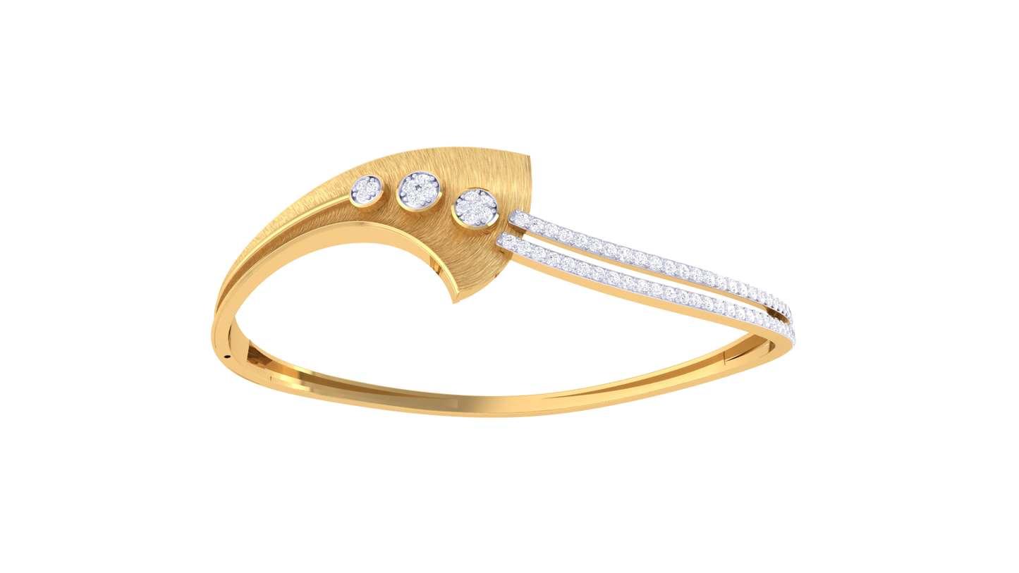 Brushed Finish and Triple Accent Design Bracelet In Gold - 0.59 Ct Stylish Diamonds