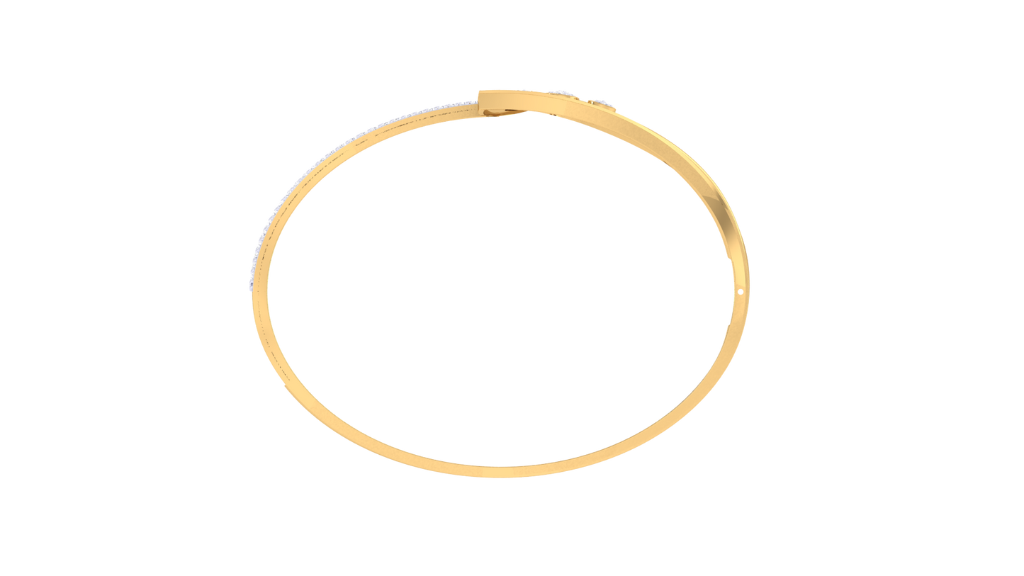 Brushed Finish and Triple Accent Design Bracelet In Gold - 0.59 Ct Stylish Diamonds