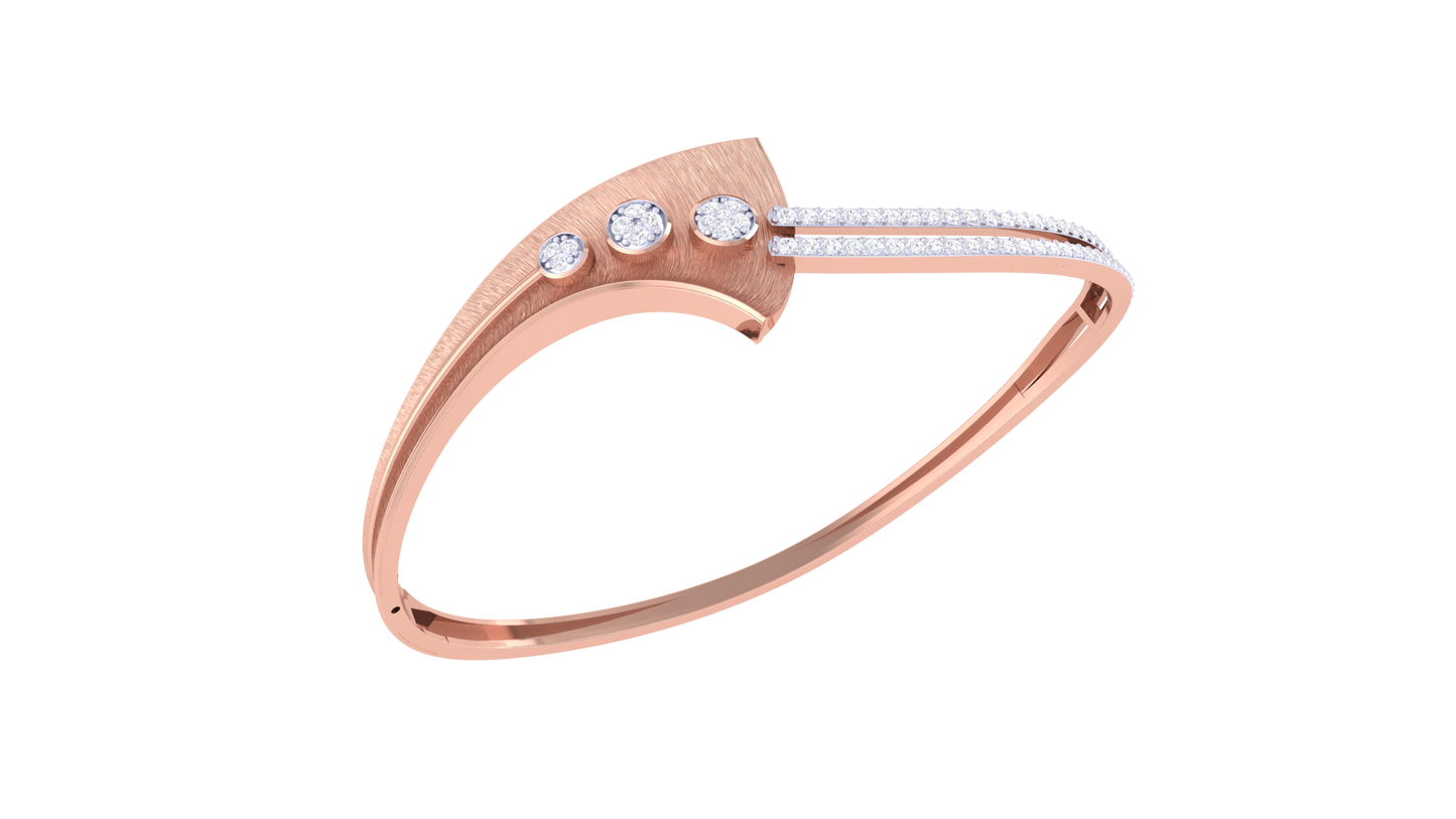 Brushed Finish and Triple Accent Design Bracelet In Gold - 0.59 Ct Stylish Diamonds