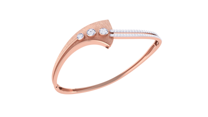 Brushed Finish and Triple Accent Design Bracelet In Gold - 0.59 Ct Stylish Diamonds