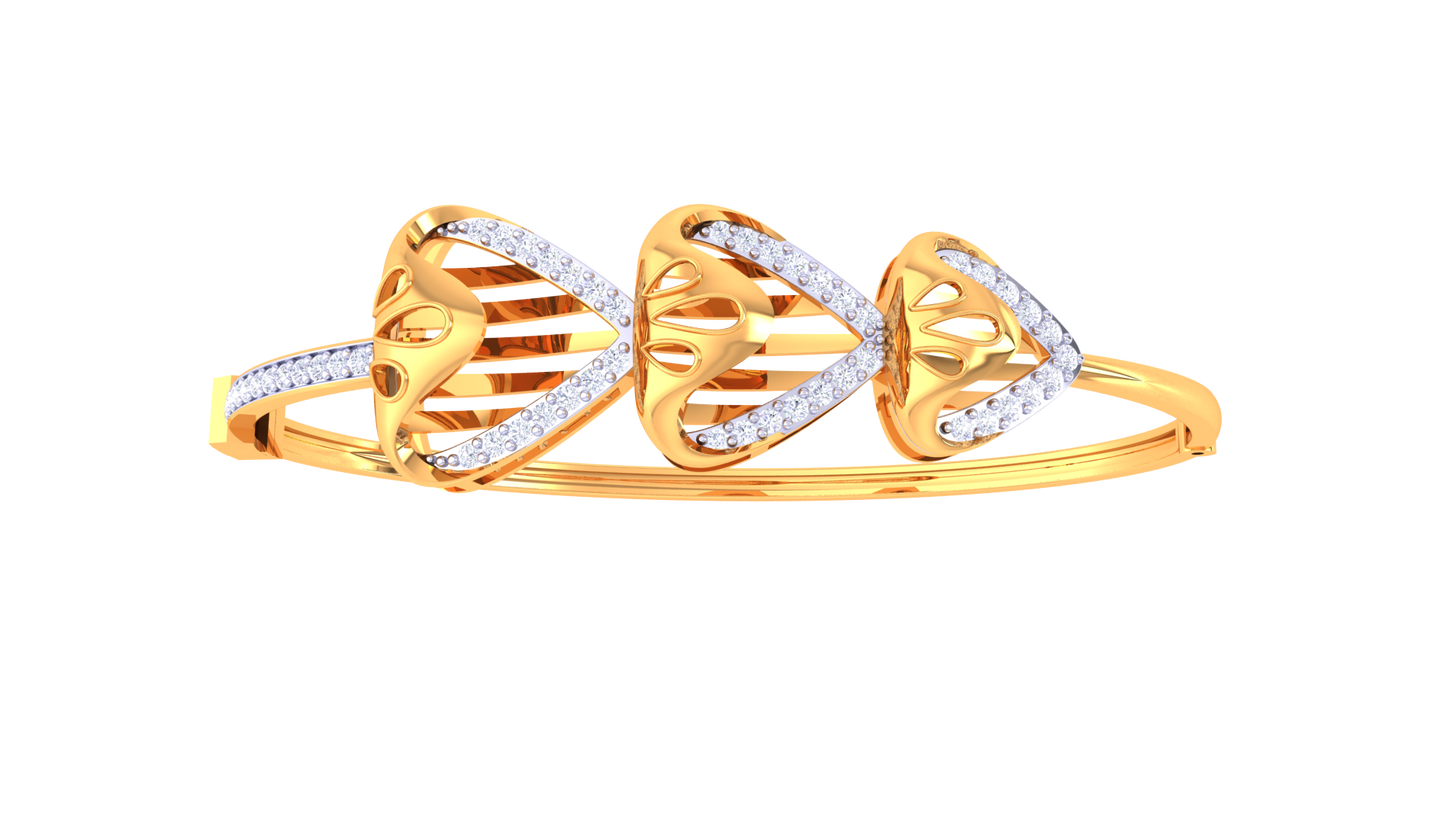 Trio Petal Bracelet In Luminous Gold - 0.55 Ct Sparkling Diamond