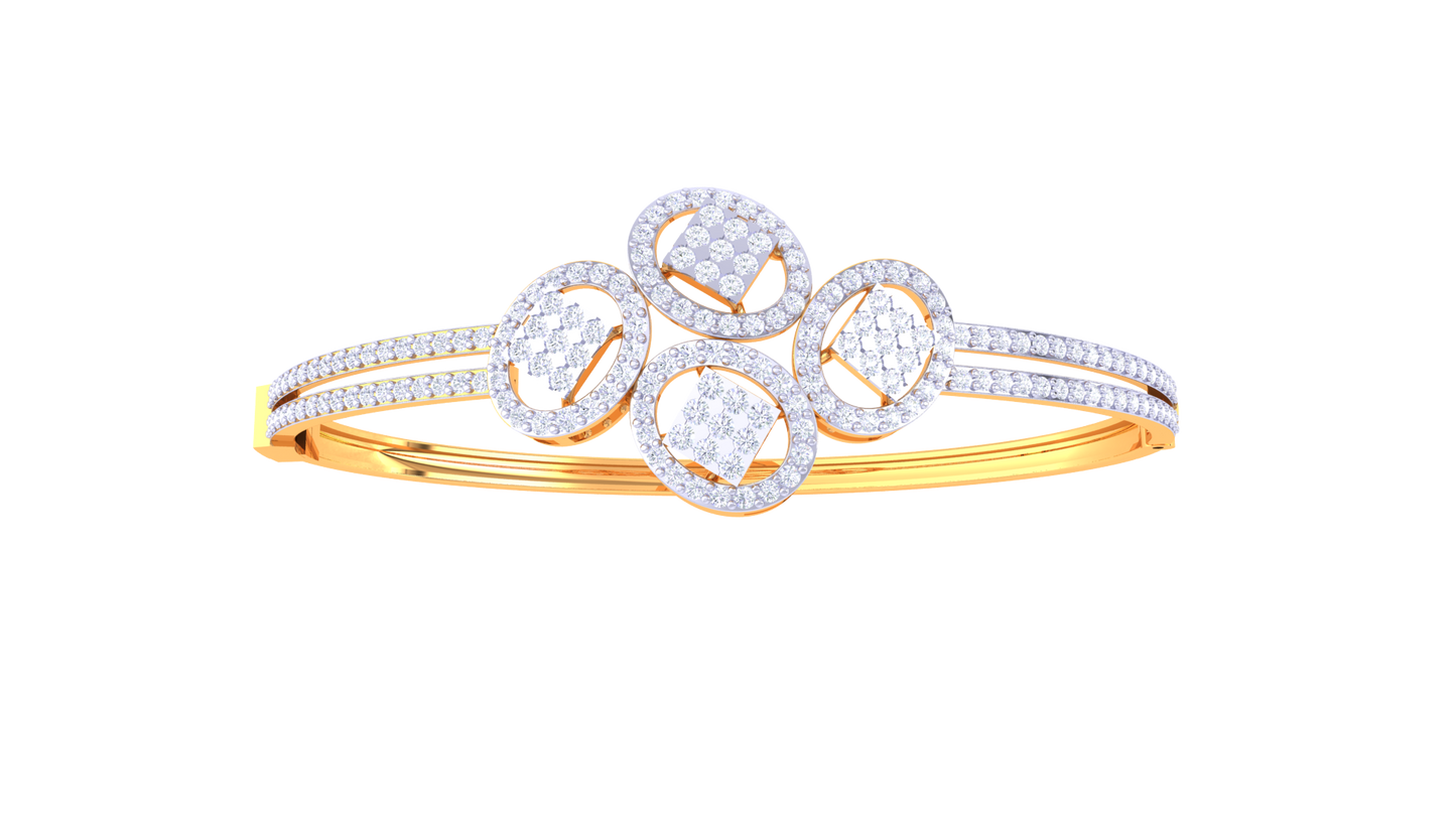 Floral Cluster Premium Gold Bracelet - 1.65 Ct Diamonds