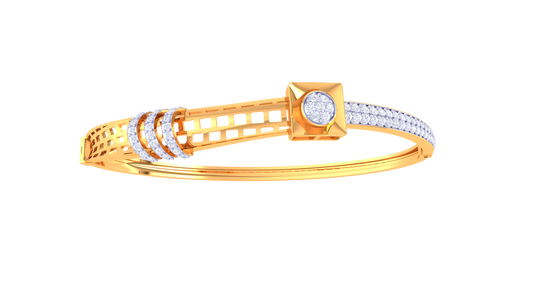 Geometric Halo Fine Gold Bracelet - 0.63 Ct Brilliant Diamond