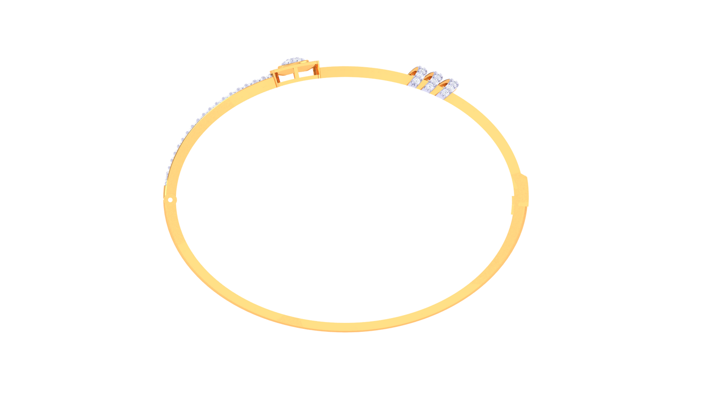 Geometric Halo Fine Gold Bracelet - 0.63 Ct Brilliant Diamond