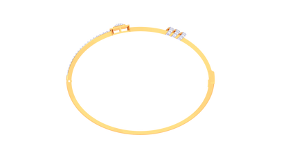 Geometric Halo Fine Gold Bracelet - 0.63 Ct Brilliant Diamond