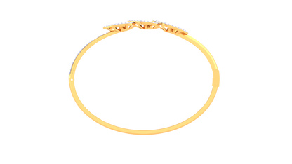 Leaf Motif Gold Bracelet With Starburst Accents - 0.81 Ct Diamonds
