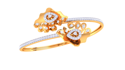 Floral Gold Bracelet With Teardrop Centerpieces - 1.02 Ct Diamonds
