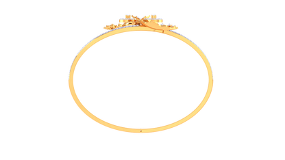 Floral Gold Bracelet With Teardrop Centerpieces - 1.02 Ct Diamonds