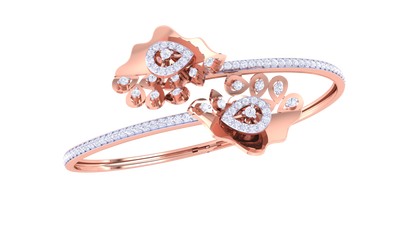 Floral Gold Bracelet With Teardrop Centerpieces - 1.02 Ct Diamonds