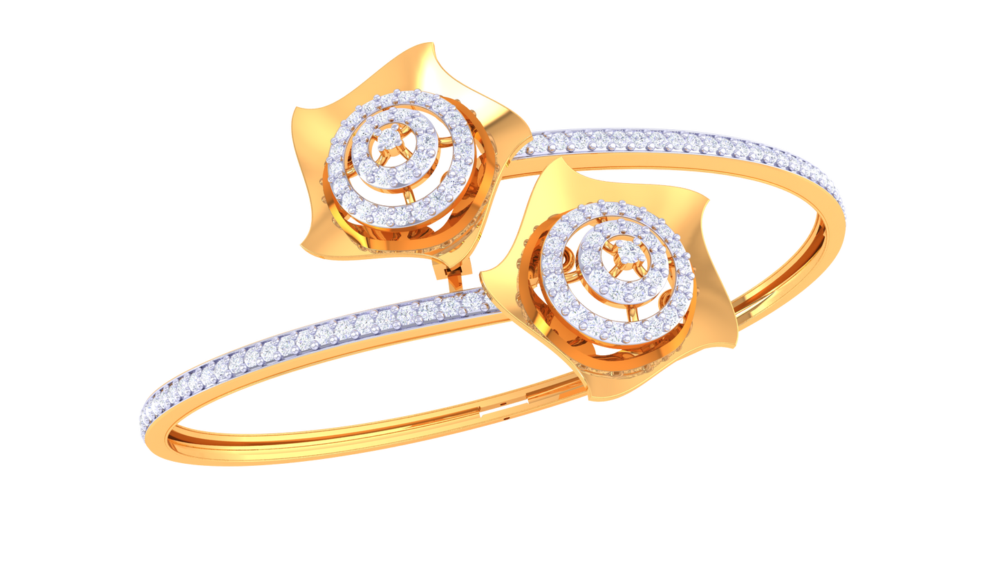 Spiral Bloom Gold Bracelet With Concentric Accents - 1.11 Ct Brilliant Cut Diamonds