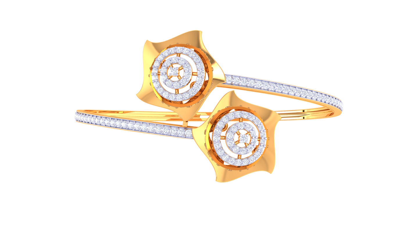 Spiral Bloom Gold Bracelet With Concentric Accents - 1.11 Ct Brilliant Cut Diamonds