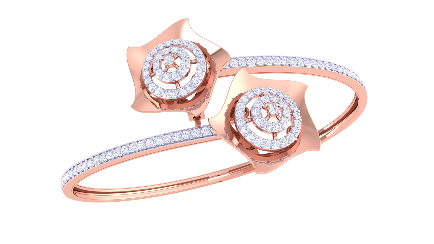Spiral Bloom Gold Bracelet With Concentric Accents - 1.11 Ct Brilliant Cut Diamonds