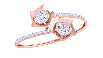 Spiral Bloom Gold Bracelet With Concentric Accents - 1.11 Ct Brilliant Cut Diamonds