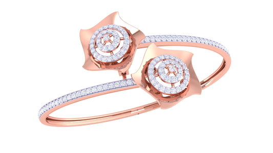 Spiral Bloom Gold Bracelet With Concentric Accents - 1.11 Ct Brilliant Cut Diamonds