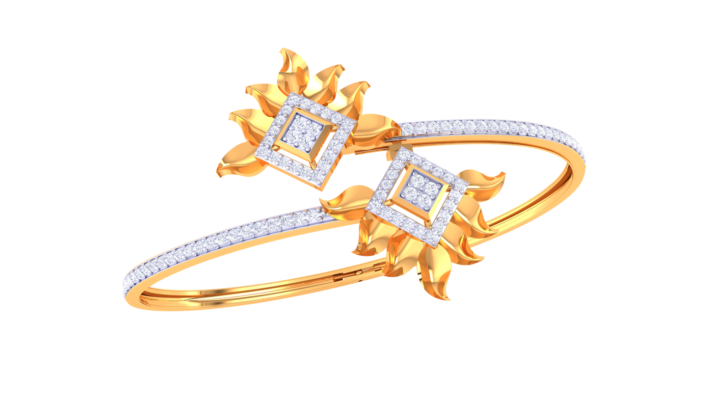 Sunburst Yellow Gold Bracelet - 0.94 Ct Brilliant Cut Diamonds
