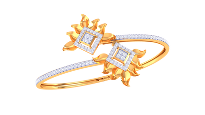 Sunburst Yellow Gold Bracelet - 0.94 Ct Brilliant Cut Diamonds