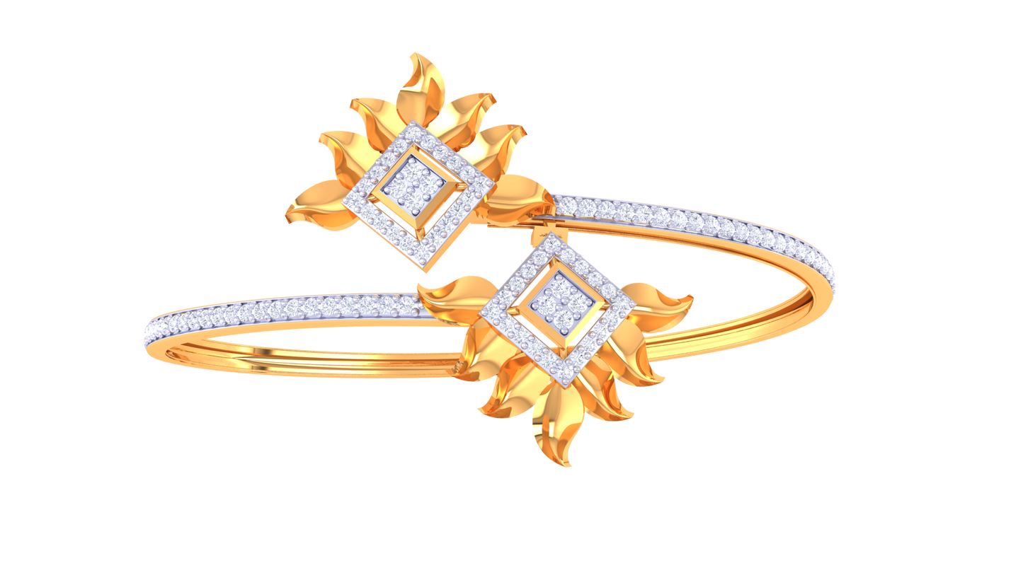Sunburst Yellow Gold Bracelet - 0.94 Ct Brilliant Cut Diamonds