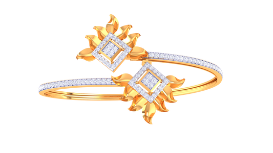 Sunburst Yellow Gold Bracelet - 0.94 Ct Brilliant Cut Diamonds