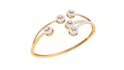 Radiant Halo Rich Gold Bracelet - 1.11 Ct Brilliant Cut Diamonds