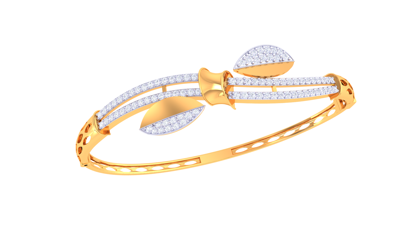 Leaf Bow Bracelet In Rose Gold – 0.77 Ct Brilliant Diamonds