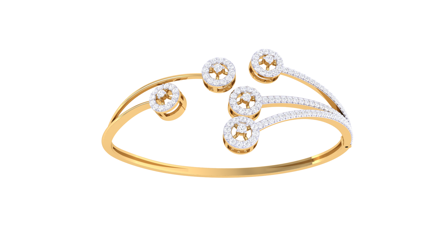 Radiant Halo Rich Gold Bracelet - 1.11 Ct Brilliant Cut Diamonds