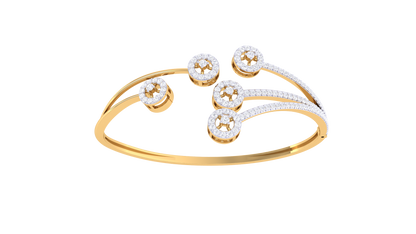 Radiant Halo Rich Gold Bracelet - 1.11 Ct Brilliant Cut Diamonds