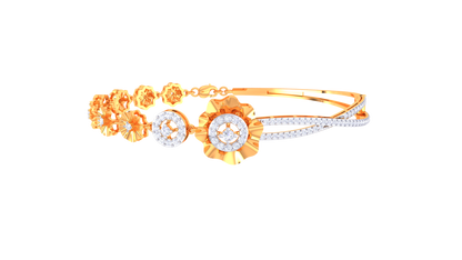 Floral Harmony Twin Bloom Gold Bracelet - 0.62 Ct Sparkling Diamonds