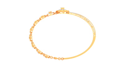 Floral Harmony Twin Bloom Gold Bracelet - 0.62 Ct Sparkling Diamonds