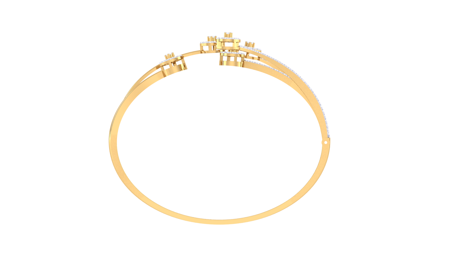 Radiant Halo Rich Gold Bracelet - 1.11 Ct Brilliant Cut Diamonds