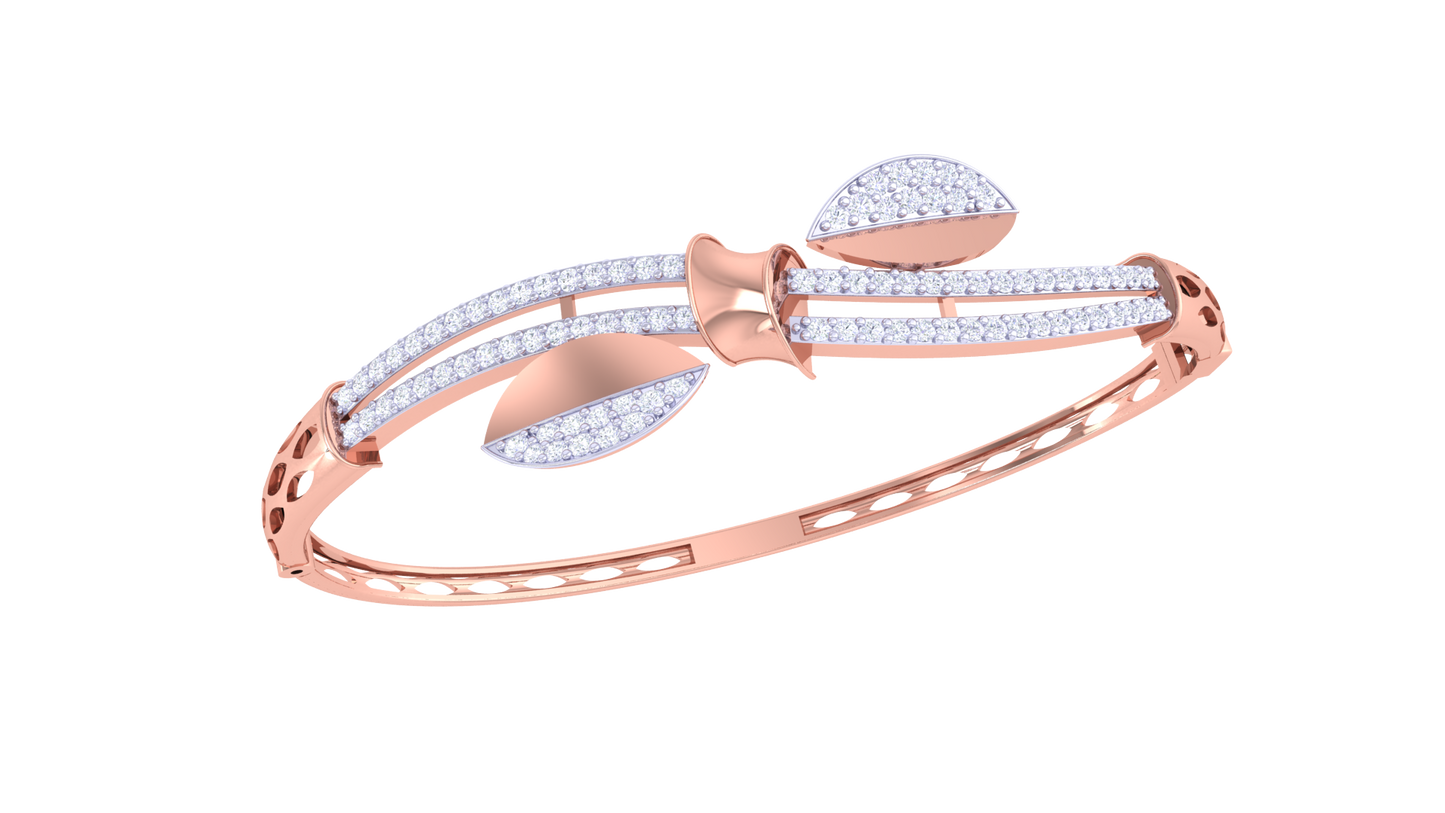 Leaf Bow Bracelet In Rose Gold – 0.77 Ct Brilliant Diamonds