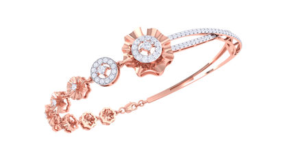Floral Harmony Twin Bloom Gold Bracelet - 0.62 Ct Sparkling Diamonds