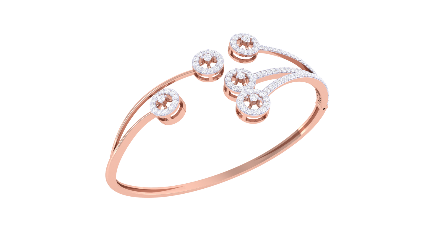 Radiant Halo Rich Gold Bracelet - 1.11 Ct Brilliant Cut Diamonds