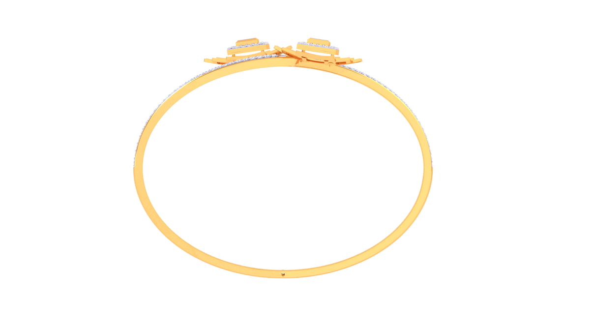 Nested Rings Geometry Square Motif Gold Bangles With Nested Geometry - 0.93 Ct Sparkling Dia ...