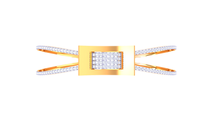 Cylinder Accent Gold Bracelet With Dual-Strand Design - 1.05 Ct Diamonds