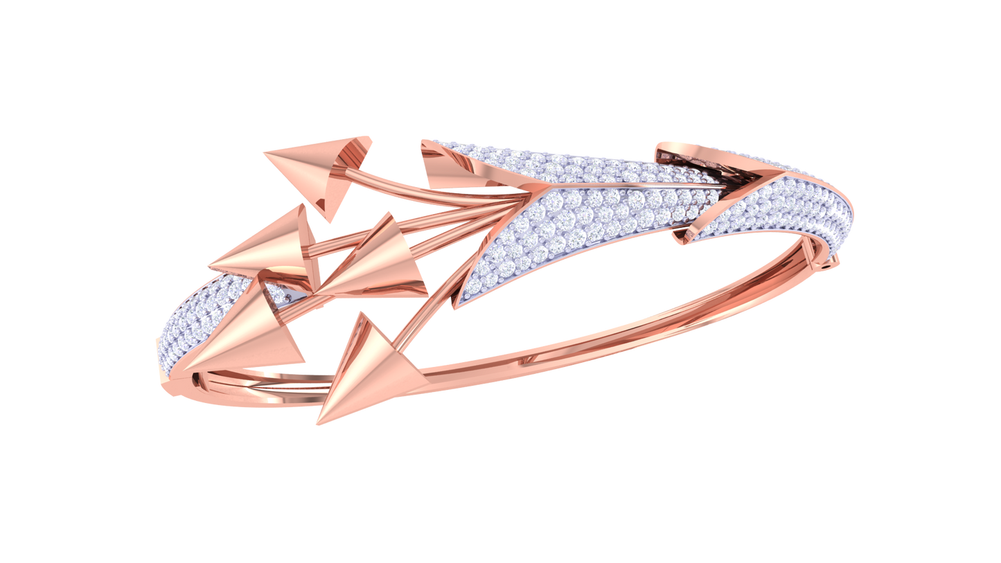 Arrowhead Gold Bracelet With Geometric Flow - 1.93 Ct Diamonds