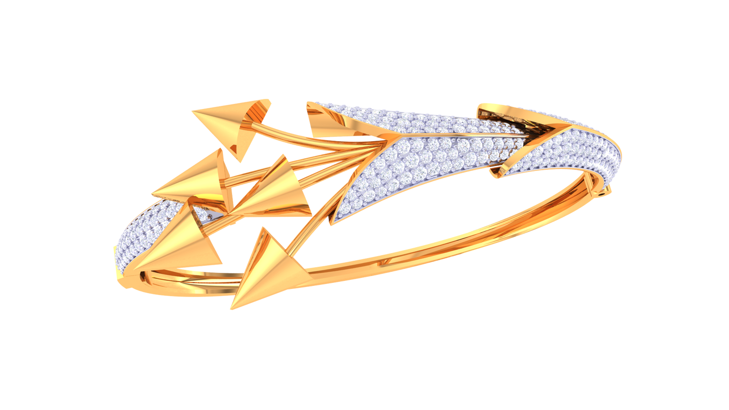 Arrowhead Gold Bracelet With Geometric Flow - 1.93 Ct Diamonds