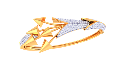 Arrowhead Gold Bracelet With Geometric Flow - 1.93 Ct Diamonds