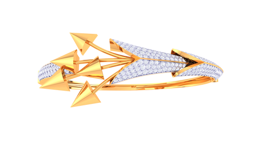 Arrowhead Gold Bracelet With Geometric Flow - 1.93 Ct Diamonds