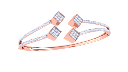 Quad-Square Gold Bracelet With Dual-Band Elegance - 1.07 Ct Diamonds