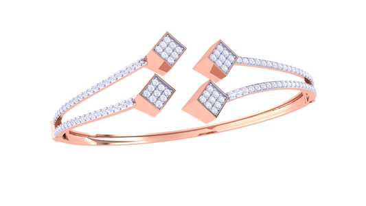 Quad-Square Gold Bracelet With Dual-Band Elegance - 1.07 Ct Diamonds