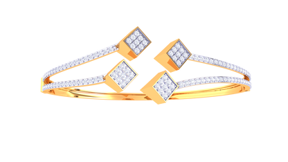 Quad-Square Gold Bracelet With Dual-Band Elegance - 1.07 Ct Diamonds