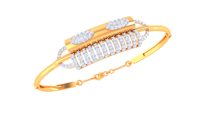 Structured Elegance Golden Pillars Bracelet - 1.04 Ct Diamond Cluster