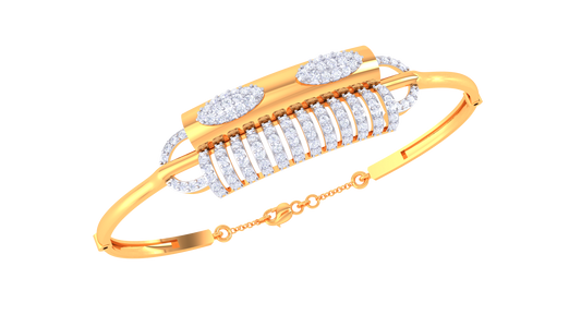 Structured Elegance Golden Pillars Bracelet - 1.04 Ct Diamond Cluster