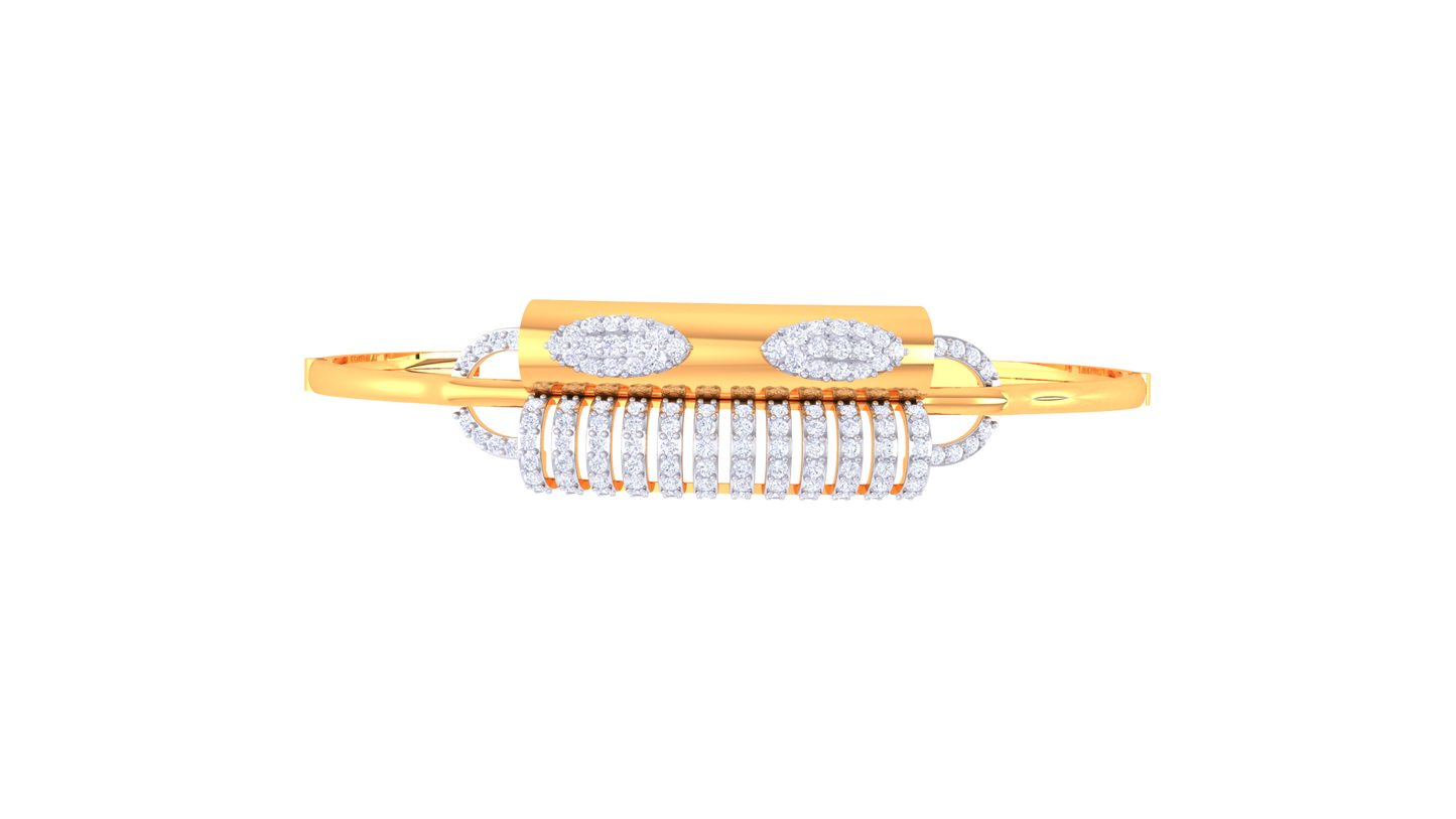 Structured Elegance Golden Pillars Bracelet - 1.04 Ct Diamond Cluster