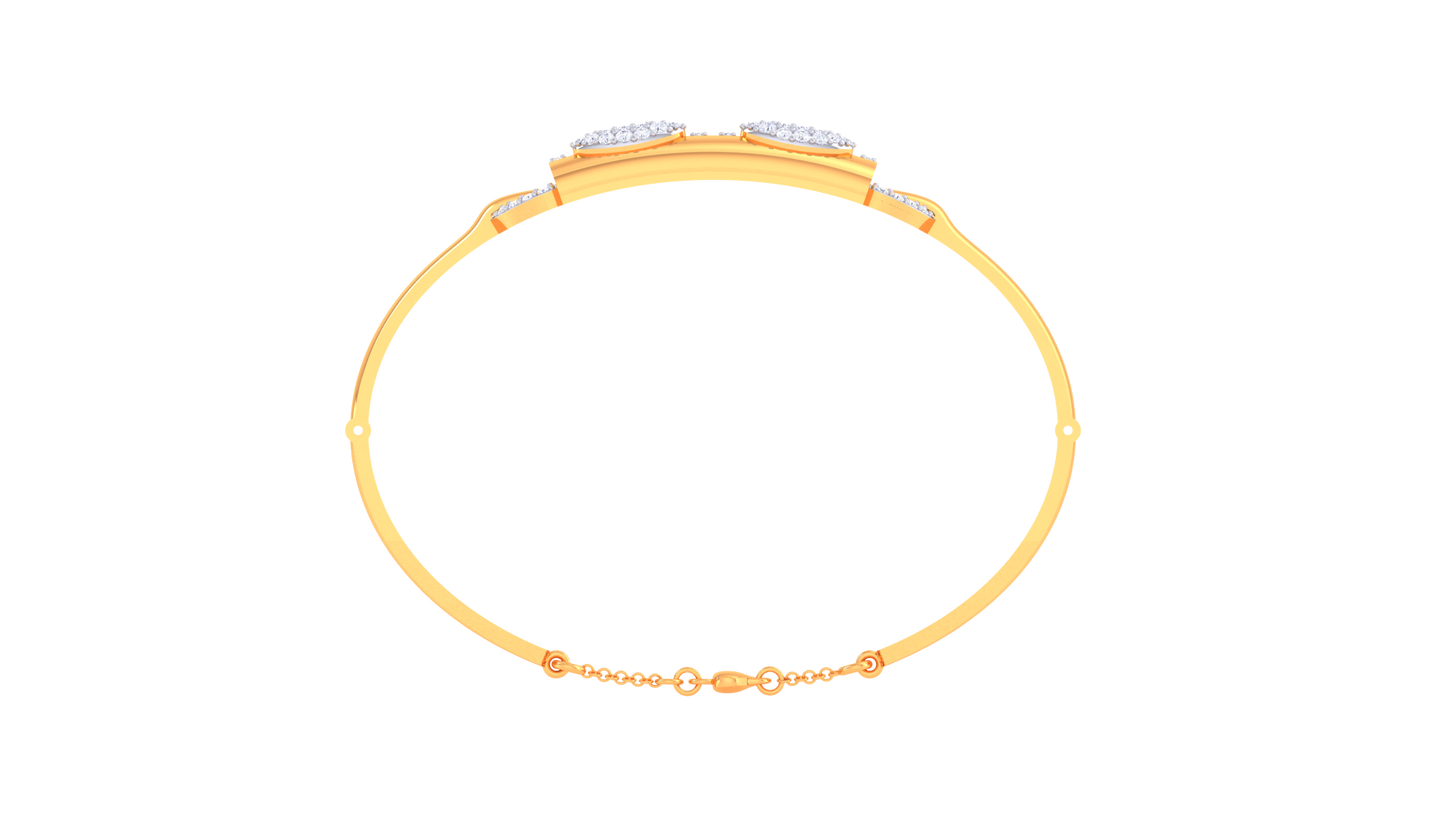 Structured Elegance Golden Pillars Bracelet - 1.04 Ct Diamond Cluster