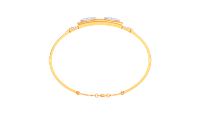 Structured Elegance Golden Pillars Bracelet - 1.04 Ct Diamond Cluster