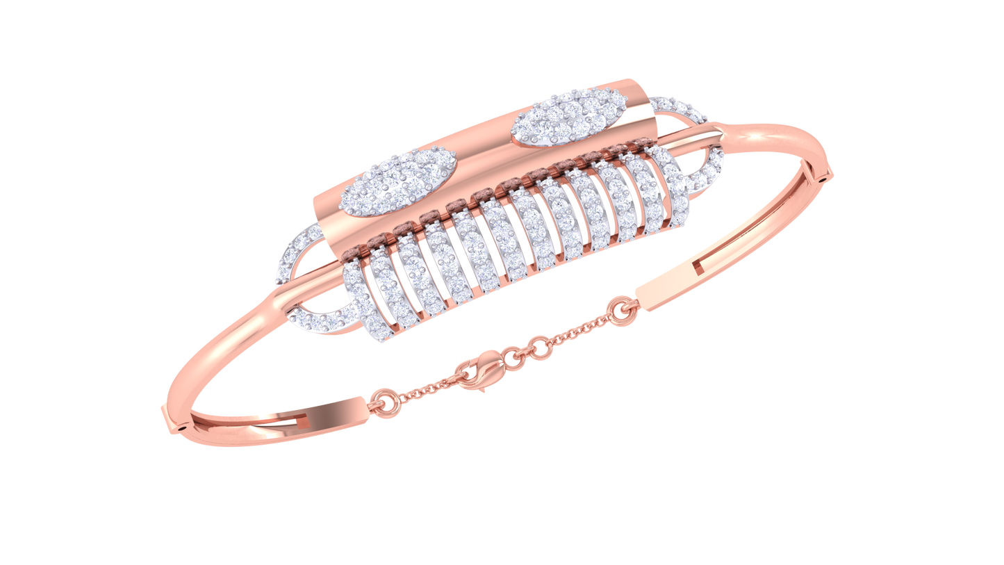 Structured Elegance Golden Pillars Bracelet - 1.04 Ct Diamond Cluster